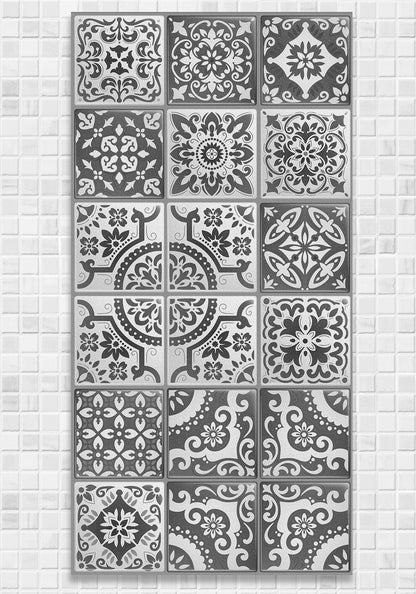 Mexican Tile Grey Shades - Canvas