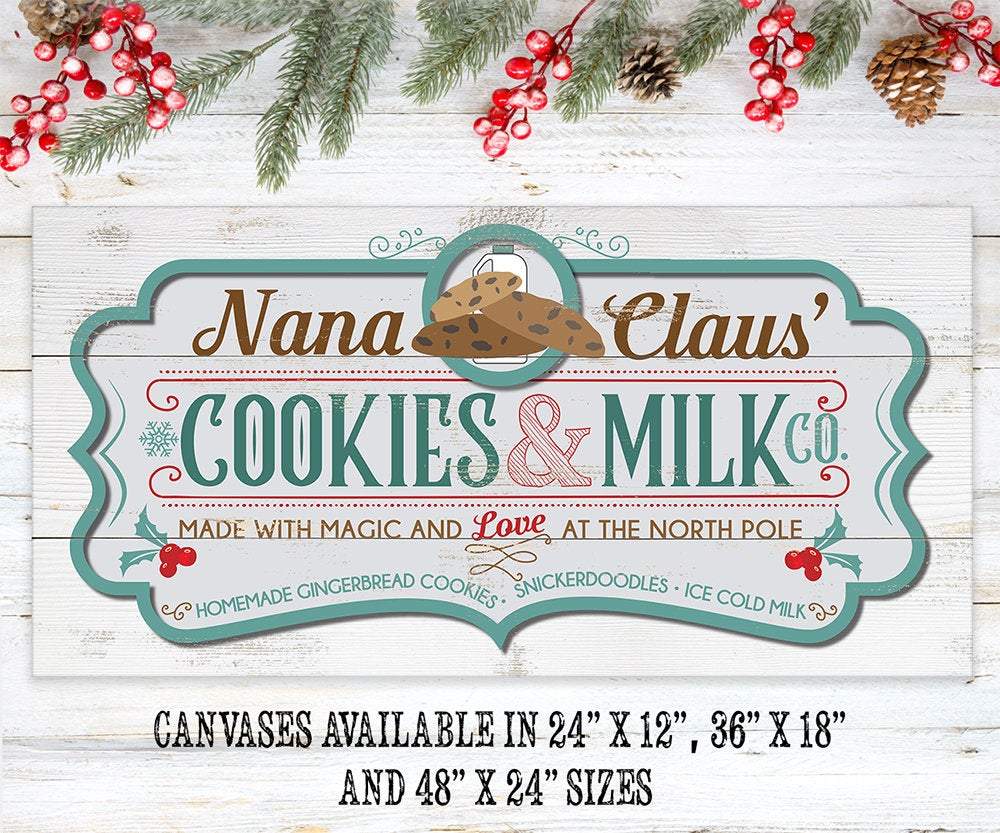Nana Claus' Cookies & Milk Co - Canvas