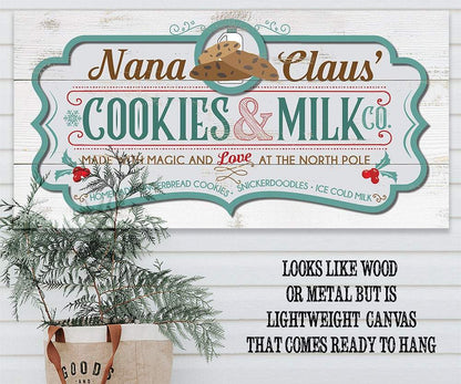 Nana Claus' Cookies & Milk Co - Canvas