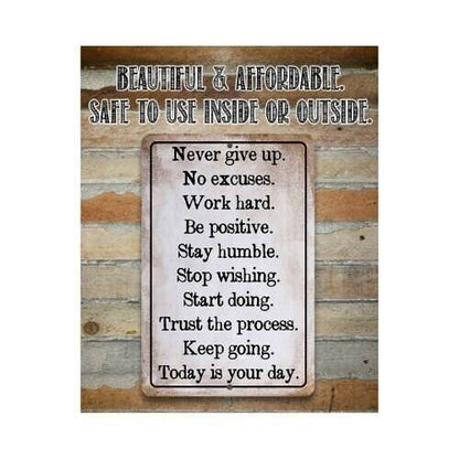Never Give Up -  Metal Sign