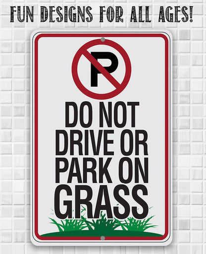 No Parking Grass - Metal Sign