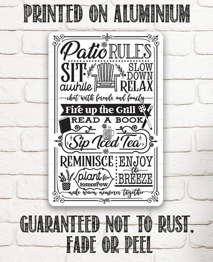 Patio Rules - Metal Sign
