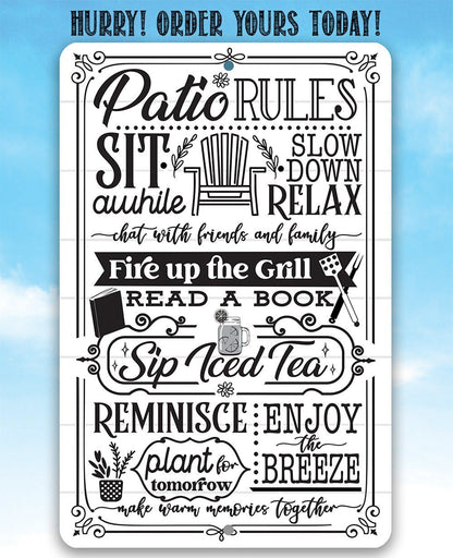 Patio Rules - Metal Sign
