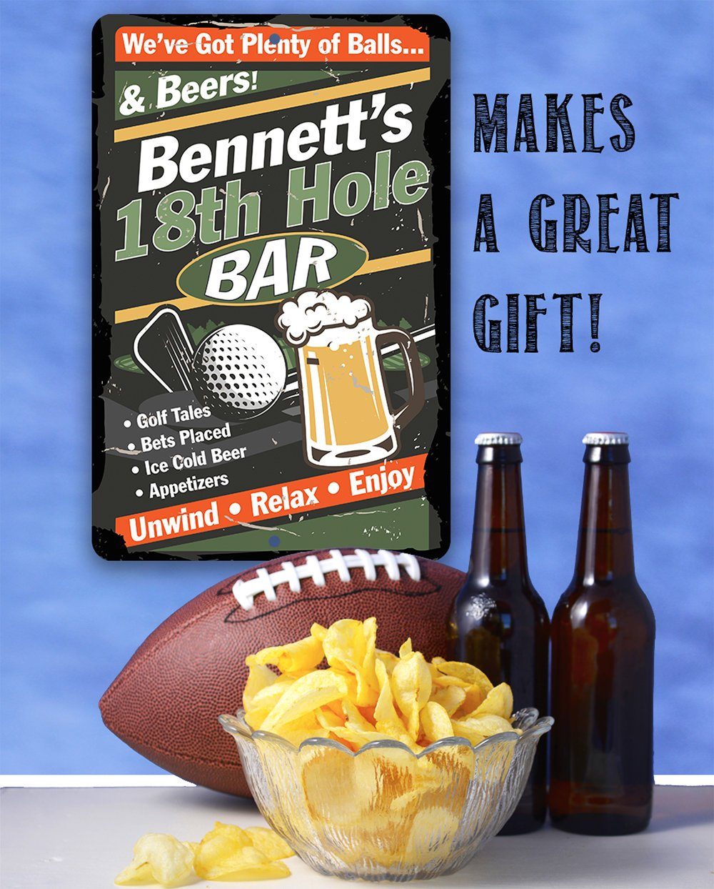 Personalized - 18th Hole Golf Bar - Metal Sign