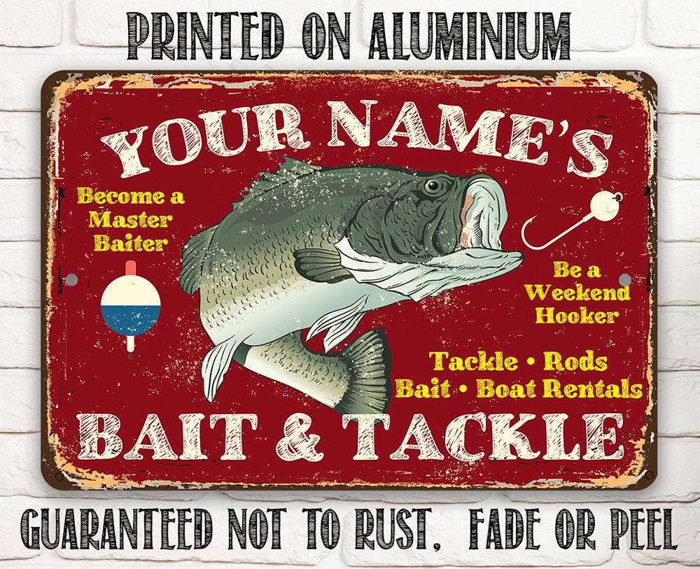 Personalized - Bait and Tackle - Metal Sign