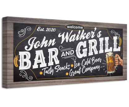 Personalized - Bar & Grill - Canvas