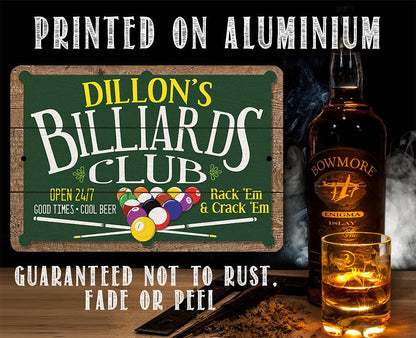 Personalized - Billiard Club - Metal Sign