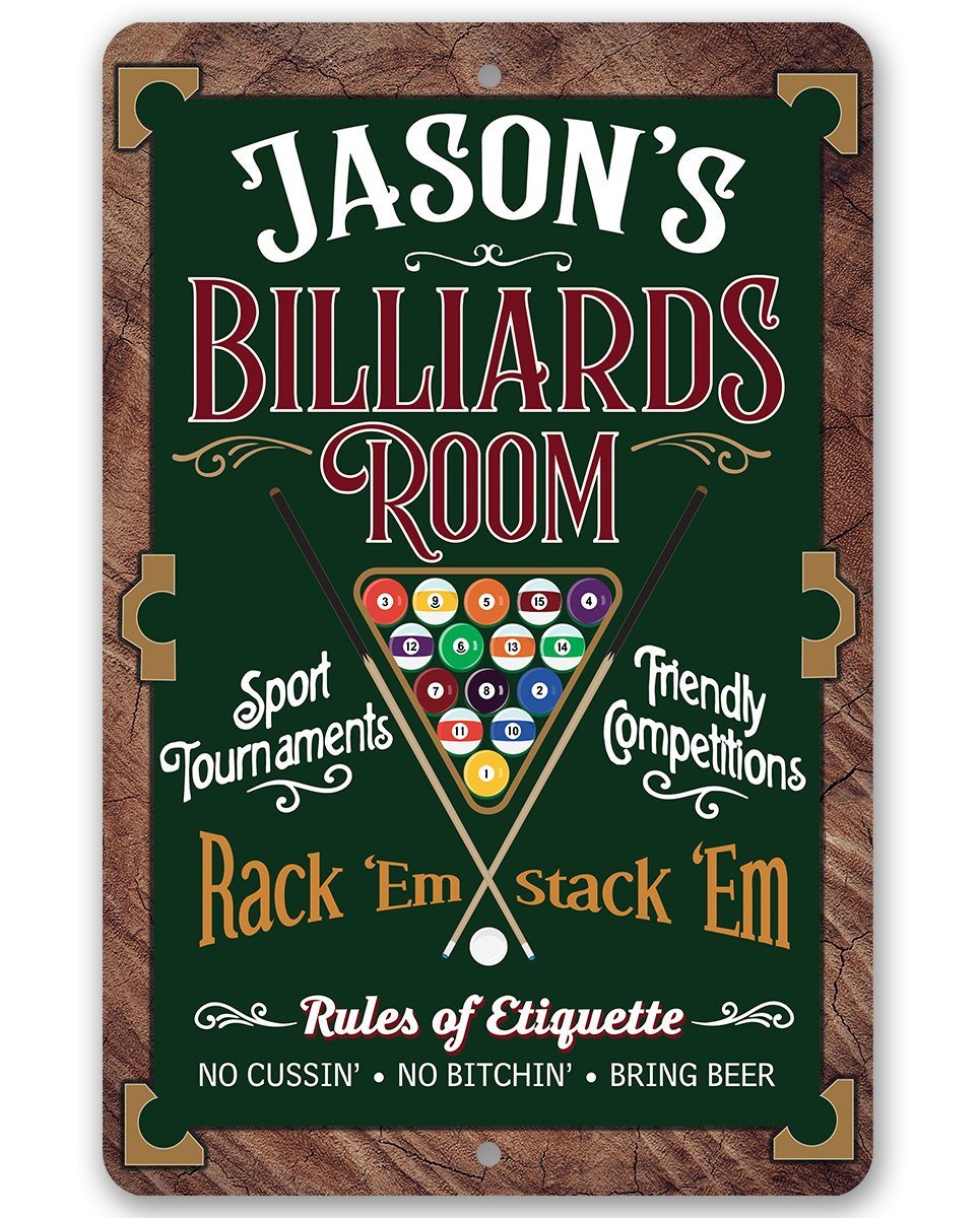 Personalized - Billiards Room Rack"Em Stack 'Em - Metal Sign