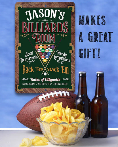 Personalized - Billiards Room Rack"Em Stack 'Em - Metal Sign