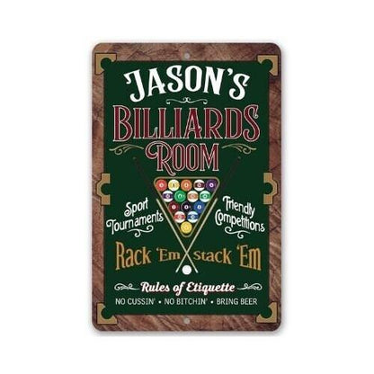 Personalized - Billiards Room Rack"Em Stack 'Em - Metal Sign