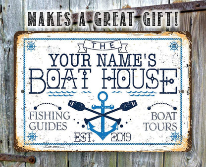 Personalized - Boat House - Metal Sign