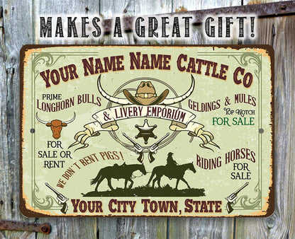 Personalized - Cattle Company - Metal Sign