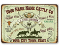Personalized - Cattle Company - Metal Sign