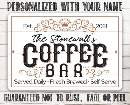 Personalized - Coffee Bar - Metal Sign