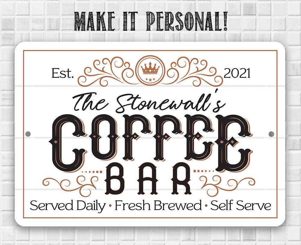 Personalized - Coffee Bar - Metal Sign