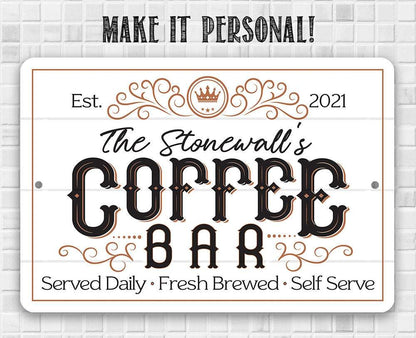 Personalized - Coffee Bar - Metal Sign
