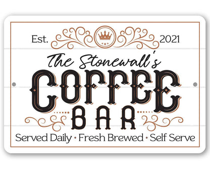 Personalized - Coffee Bar - Metal Sign
