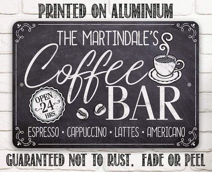 Personalized - Coffee Bar Open 24 Hours - Metal Sign