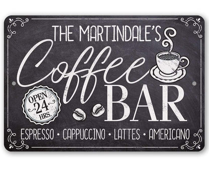 Personalized - Coffee Bar Open 24 Hours - Metal Sign