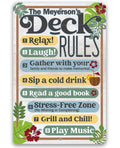 Personalized - Deck Rules Relax Laugh Gather With Your Family - Metal Sign