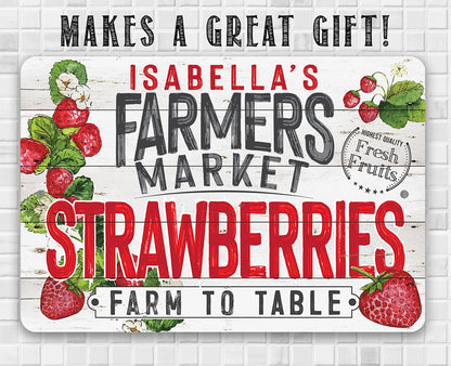 Personalized - Farmers Market Strawberries - Metal Sign