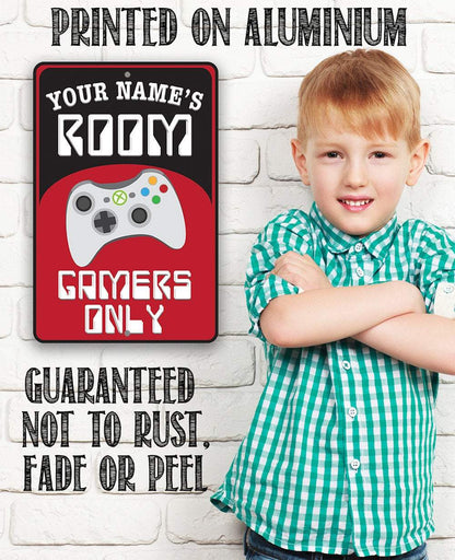 Personalized - Gamers Only - Red - Metal Sign
