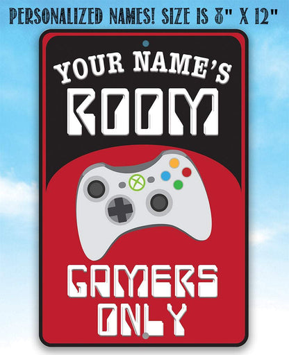Personalized - Gamers Only - Red - Metal Sign