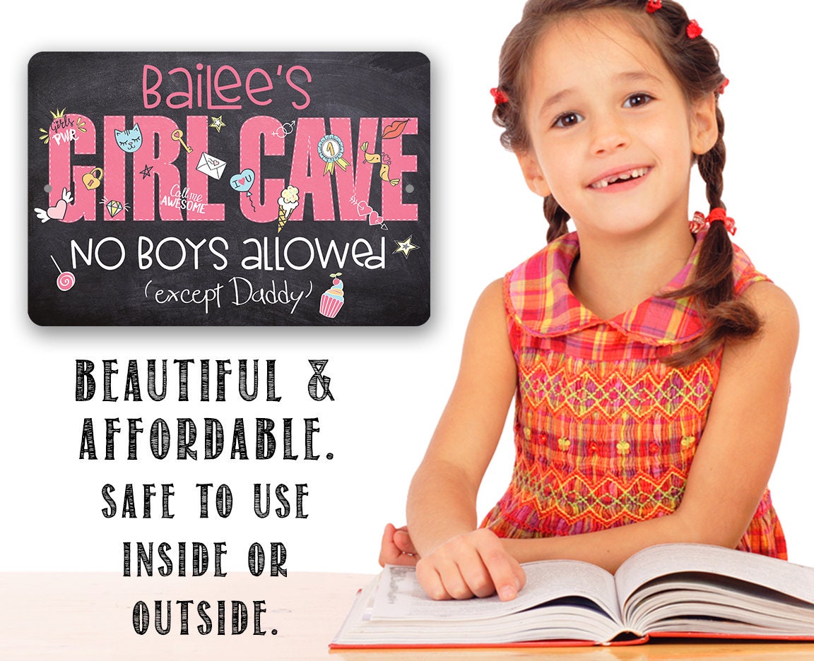 Personalized - Girl Cave - Metal Sign