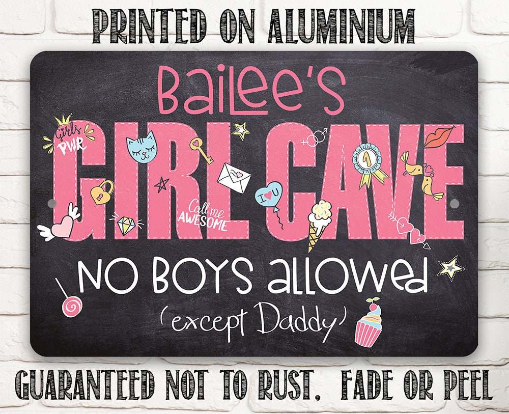 Personalized - Girl Cave - Metal Sign