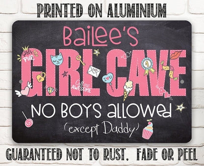 Personalized - Girl Cave - Metal Sign