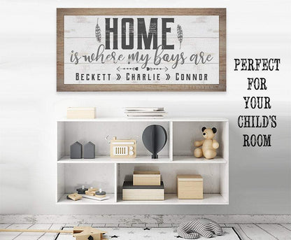 Personalized - Home Is Where My Boys Are - Canvas