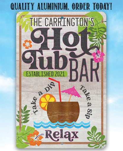 Personalized - Hot Tub Bar - Metal Sign
