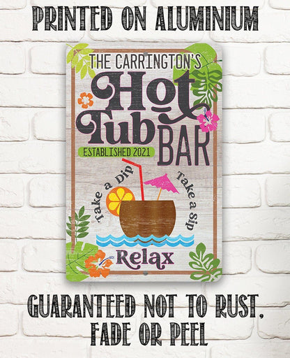 Personalized - Hot Tub Bar - Metal Sign