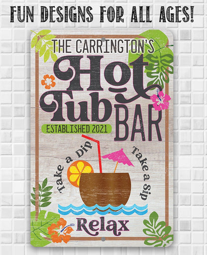 Personalized - Hot Tub Bar - Metal Sign