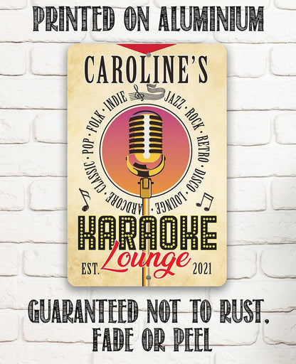 Personalized - Karaoke Lounge - Metal Sign