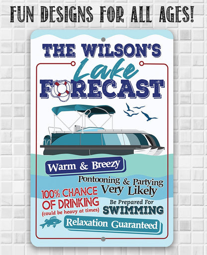 Personalized - Lake Forecast Pontoon - Metal Sign