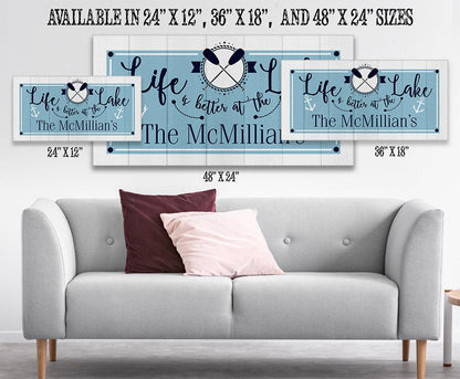 Personalized - Life is Better  At The Lake - Canvas