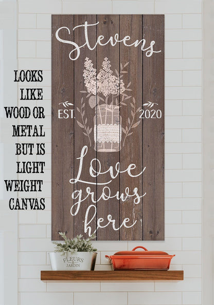 Personalized - Love Grows Here - Canvas