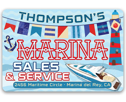 Personalized - Marina Sales and Service - Metal Sign