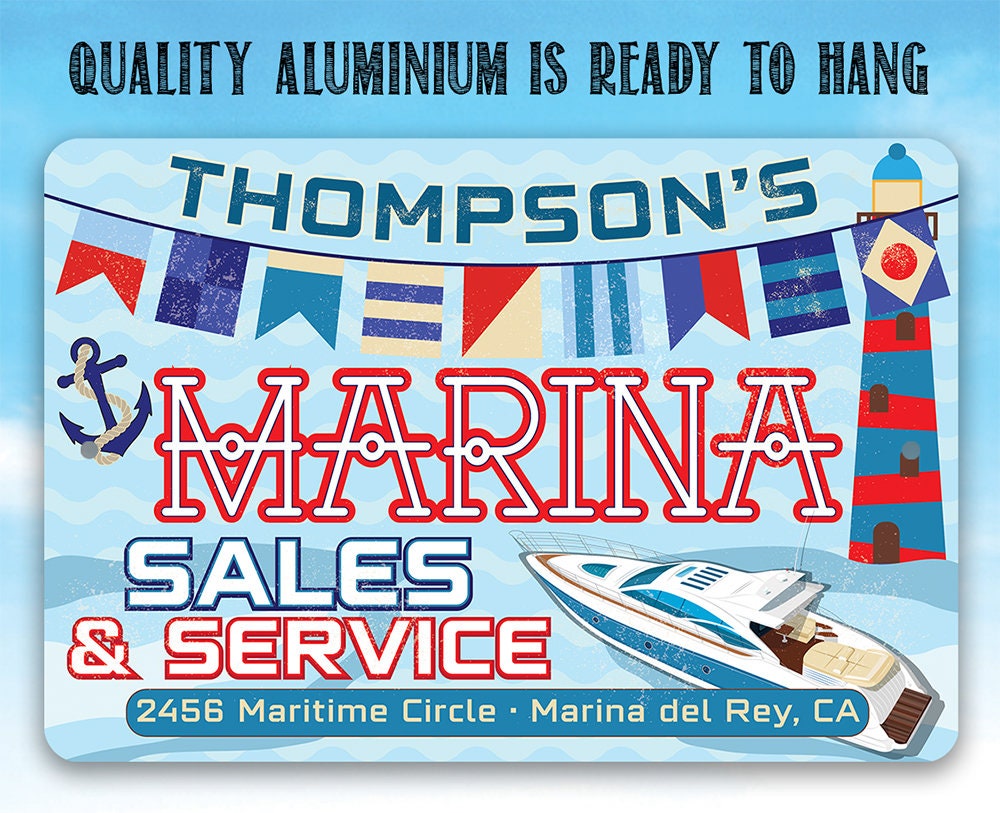Personalized - Marina Sales and Service - Metal Sign