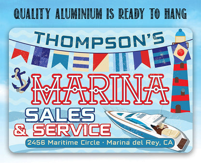 Personalized - Marina Sales and Service - Metal Sign