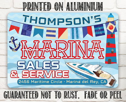 Personalized - Marina Sales and Service - Metal Sign