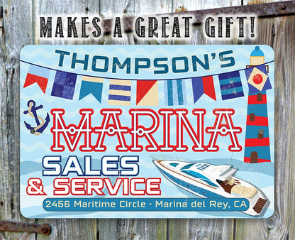 Personalized - Marina Sales and Service - Metal Sign