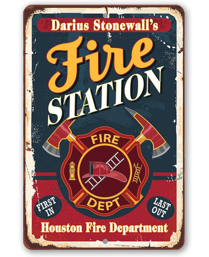 Personalized - Fire Station - Metal Sign