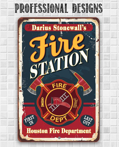 Personalized - Fire Station - Metal Sign