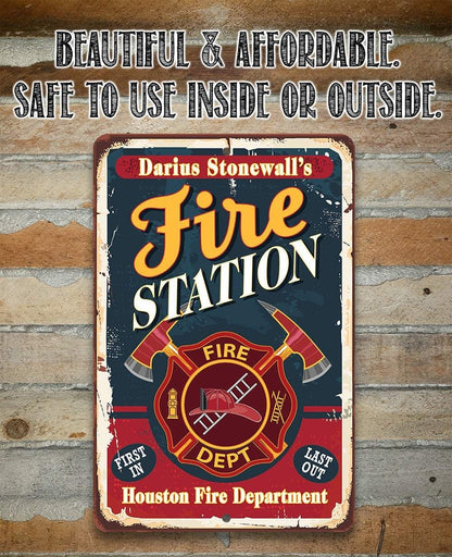 Personalized - Fire Station - Metal Sign