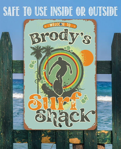 Personalized - Surf Shack Surfing Guy - Metal Sign
