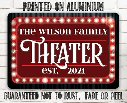 Personalized - Theater Family Name - Metal Sign