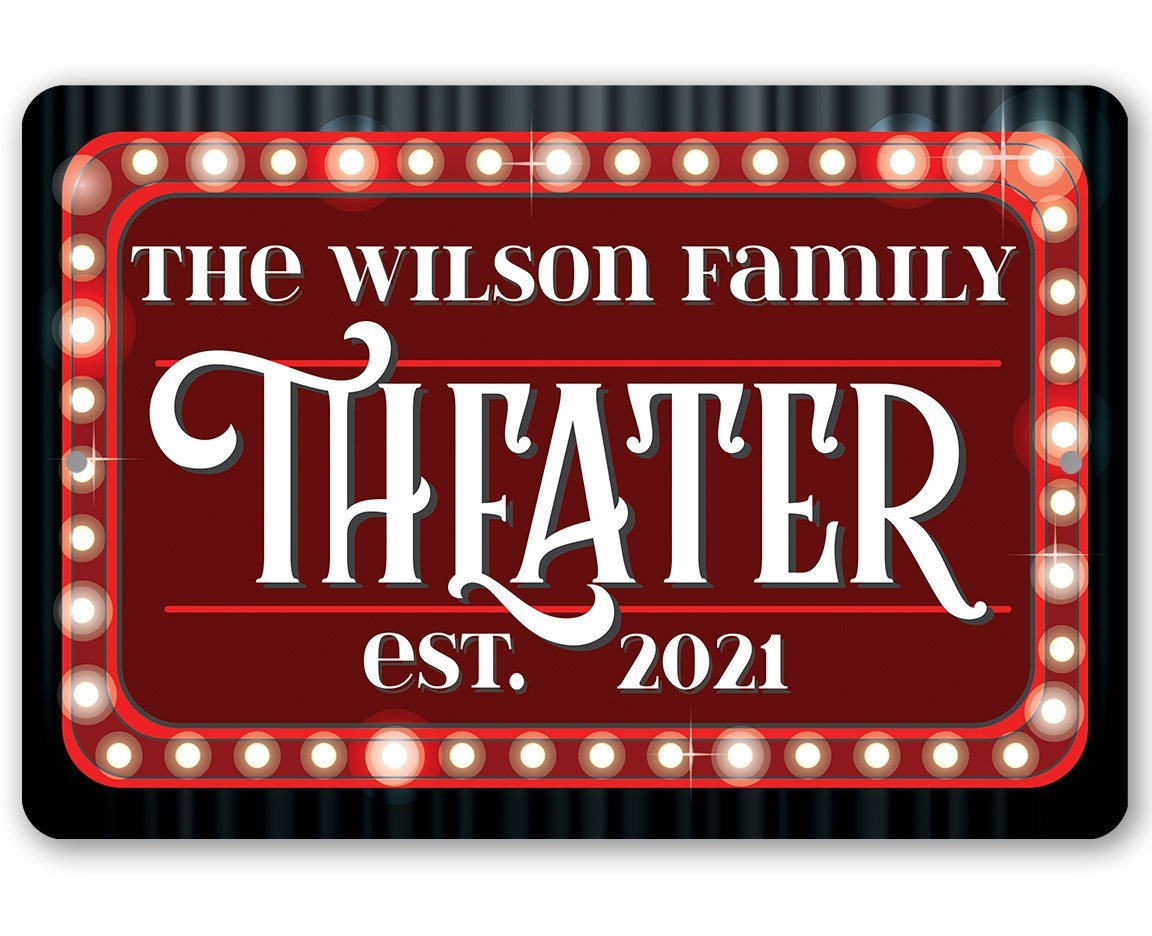 Personalized - Theater Family Name - Metal Sign