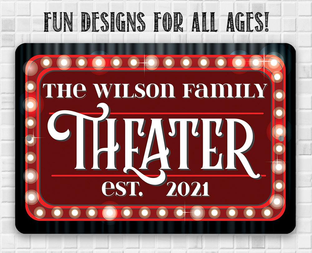 Personalized - Theater Family Name - Metal Sign